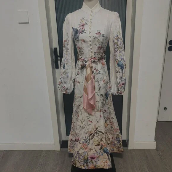 ZimmermannRebellious fabric buttoned long-sleeved mid-length dress - Picture 2 of 11